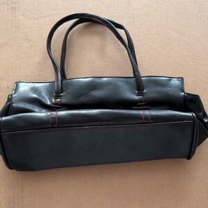Victoria's Secret Black Faux Leather bag with Red Stitching